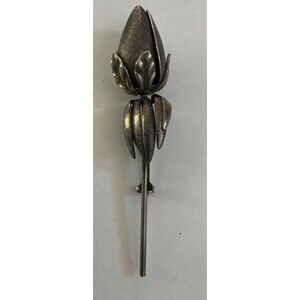 Sandor Flower Brooch Pin Long Stem Silver Rose